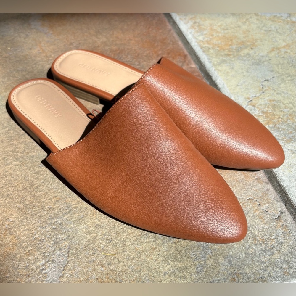 Old Navy Cognac Pointed Mule Slides